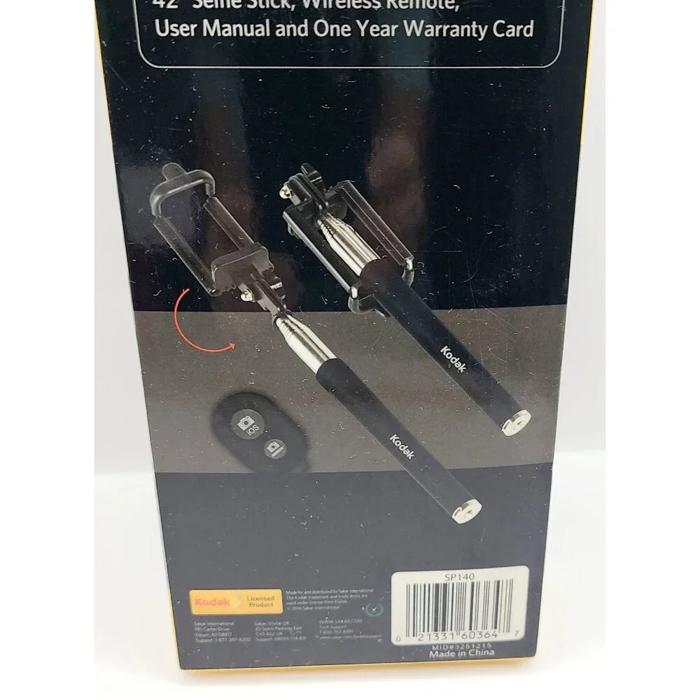 Kodak SP140 Selfie Stick With Wireless Remote Control Compact For Travel 42 Inch